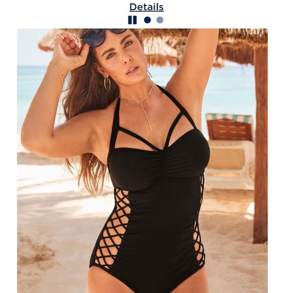 Black Halter One-Piece Swimsuit - Picture 1 of 3